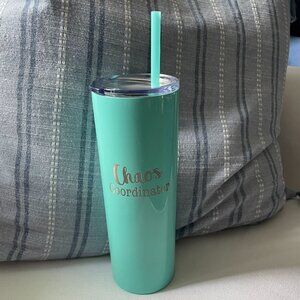 Chaos Coordinator Aqua Blue Water Cup w/Straw-20oz Water Tumbler